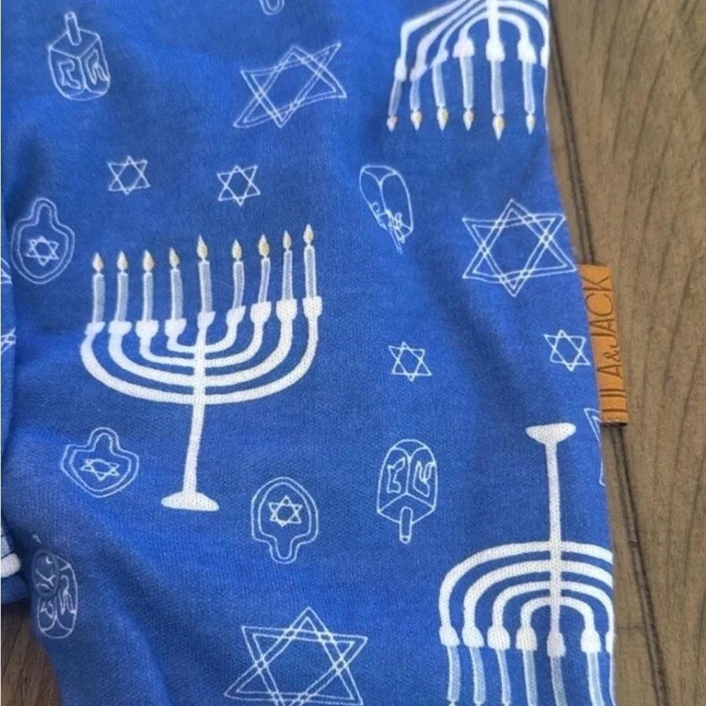 Lilia & Jack Blue Hanukkah Kids One Piece w/ hat